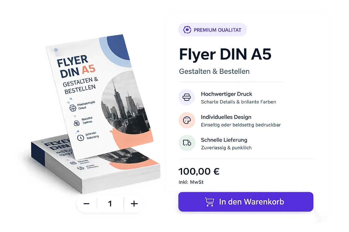 WooCommerce Produktkarte für Flyer DIN A5